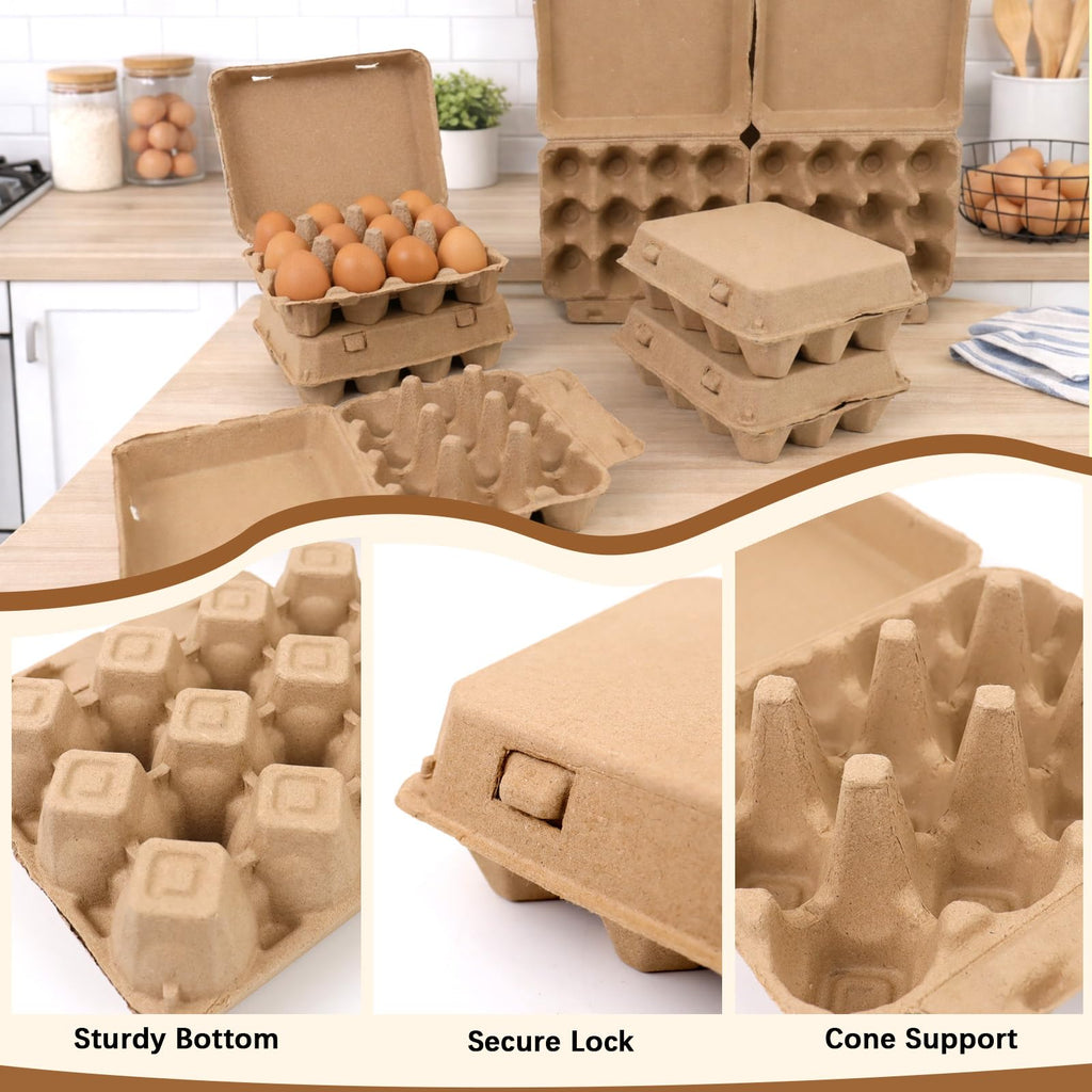 Egg Cartons 12 Count, 50 Pack Cardboard Egg Cartons Cheap Bulk, Reusable Paper Egg Holder for Supermarkets Kitchen