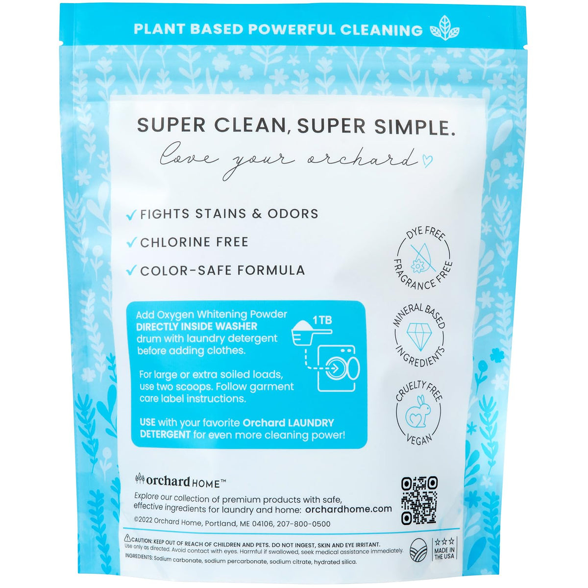 Orchard Unscented Oxygen Bleach Powder - Laundry Booster, 90 Loads
