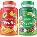 Superfood 180 Fruit and 180 Veggie Capsules - Whole Food Natural Superfoods - Maintain Energy Levels, with Beta Carotene - Soy Free (90 Count (Pack of 4)