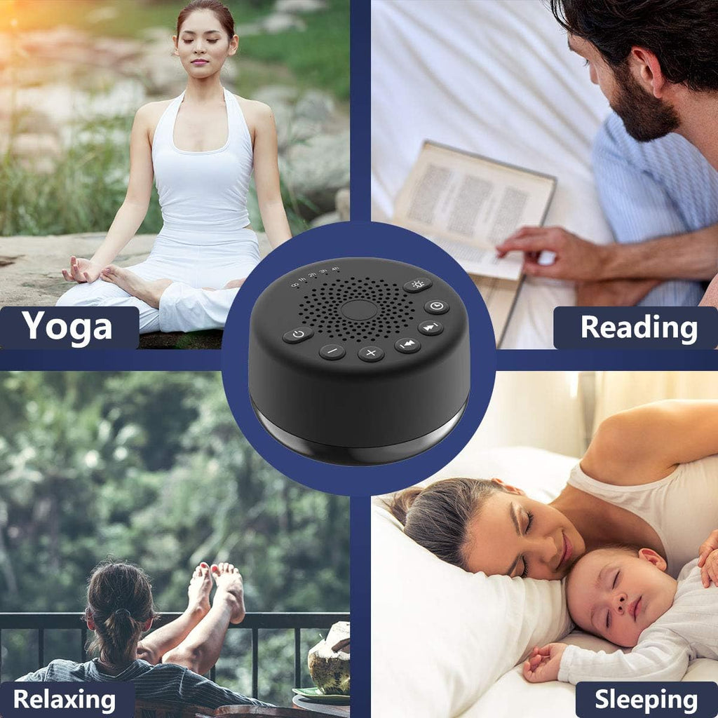 Buy now Easysleep Sound White Noise Machine with 25 Soothing Sounds and Memory Function 32 Levels of Volume and 5 Sleep Timer Powered by AC or USB for Sleeping Relaxation (Black-No Light) at indiglob india