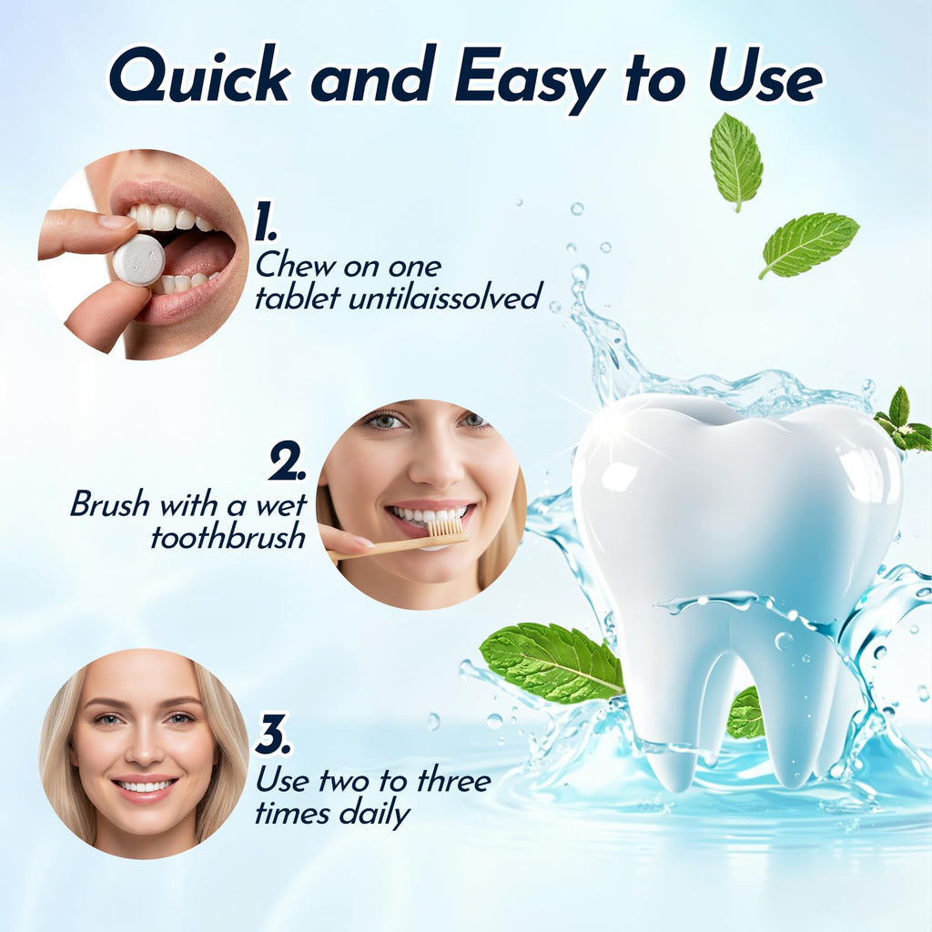Dr.Brian 5% Nano Hydroxyapatite Toothpaste Tablets, Fluoride Free, 62 Count