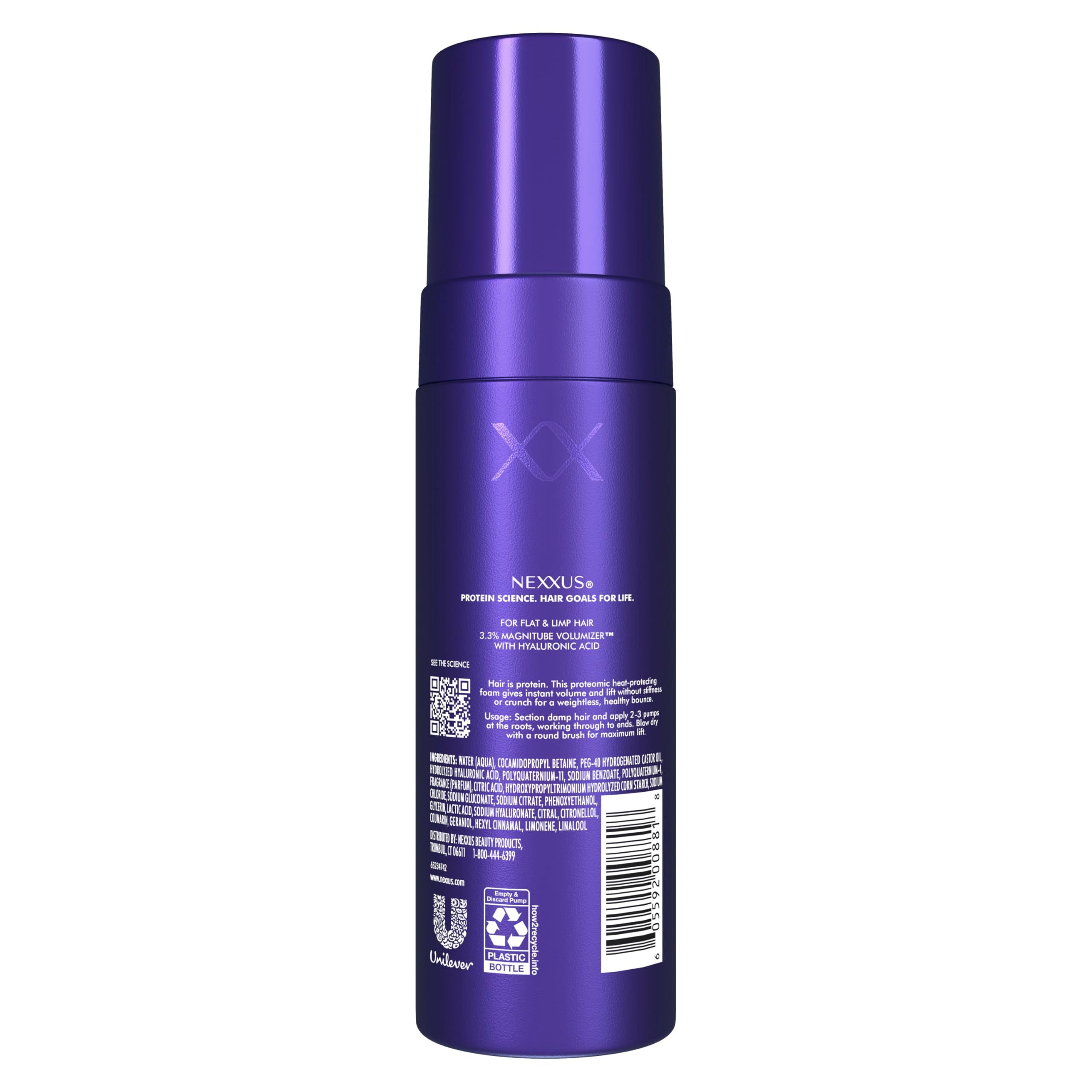 Nexxus Hy-Volume Cloud Foam Hair Foam for Lift and Volume For Flat & Limp Hair Hair Styling Foam Powered by Magnitube Volumizer Technology with Hyaluronic Acid 5.5 fl oz