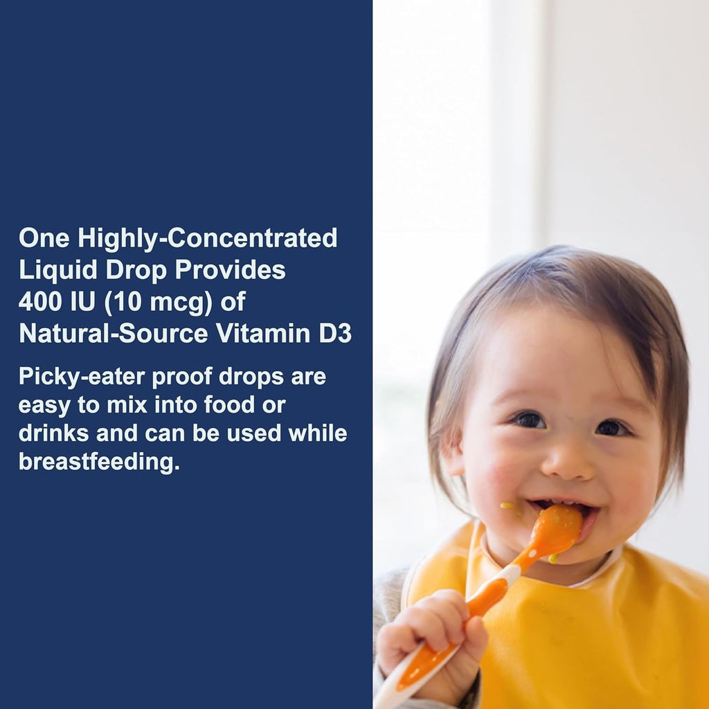 Buy now Carlson - Baby's Super Daily D3, Baby Vitamin D Drops, 400 IU (10 mcg) per Drop, 1-Year Supply, Vegetarian, Liquid Vitamin D for Infants and Toddlers, Unflavored, 365 Drops at indiglob india