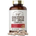 Carlyle Grass Fed Beef Organ Complex | 200 Capsules | Pasture Raised | Grain Free | with Desiccated Liver, Kidney, Pancreas, Heart, Spleen | Non-GMO, Gluten Free | by Herbage Farmstead