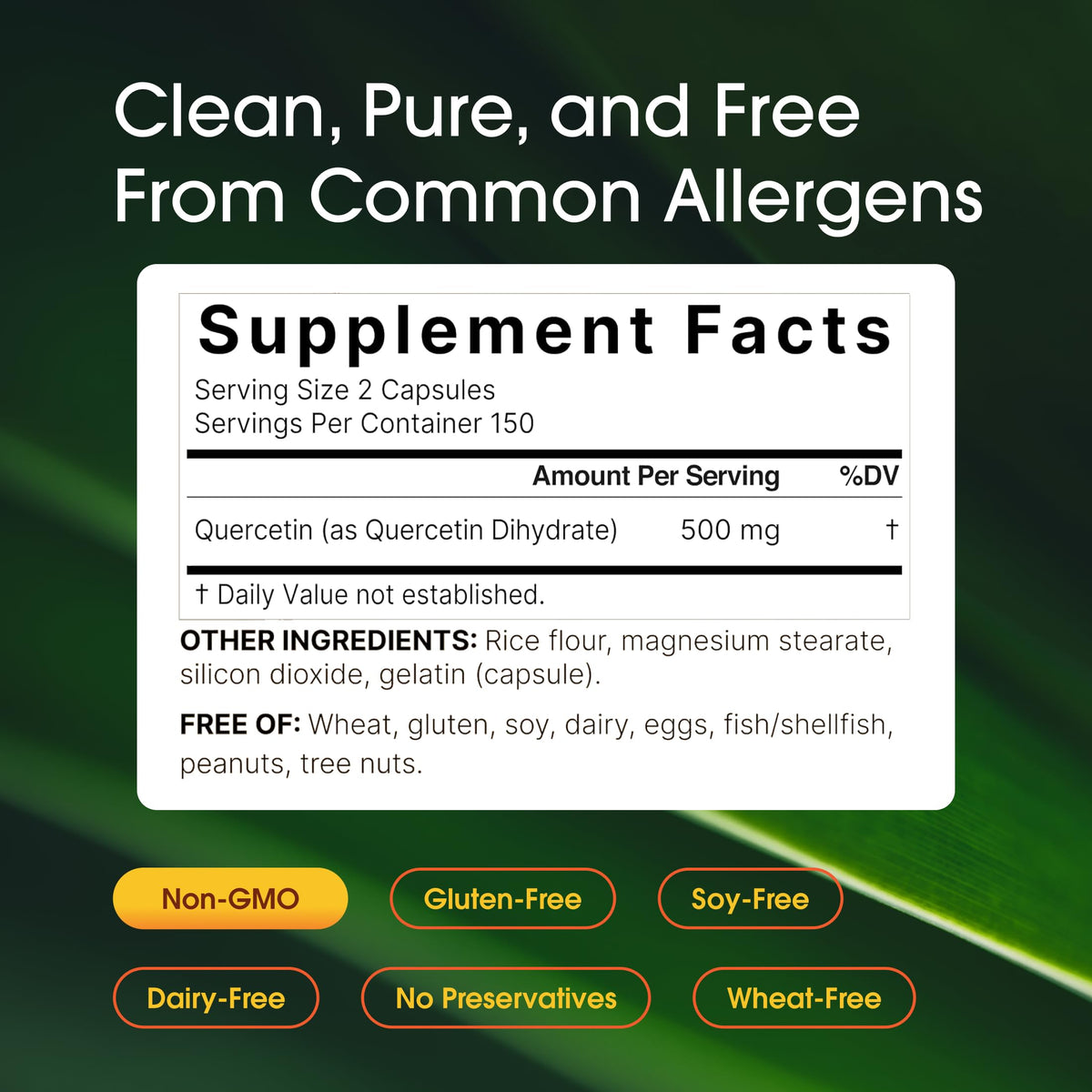 NatureBell Quercetin 500mg, 300 Capsules