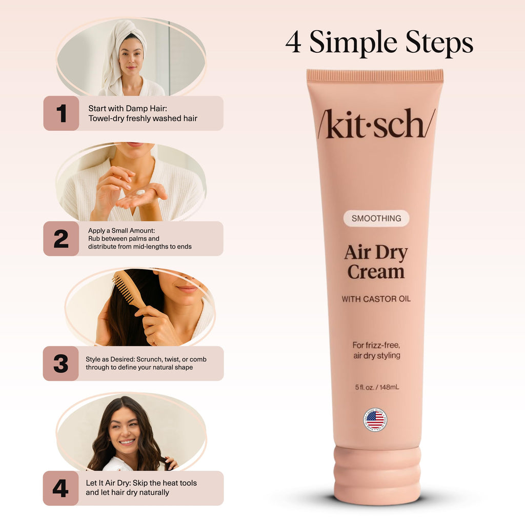 Buy now Kitsch Smoothing Air Dry Cream for Hair â€“ Frizz Control Hair Care Product with Castor Oil & Coconut Oil â€“ Weightless Styling Cream - Enhances Natural Texture Appearance | Ideal Gifts for Women â€“ 5 oz at indiglob india