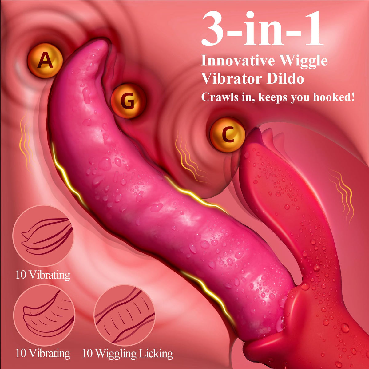 MOMONII Vibrator Sex Toys Dildo with Tongue Licking Wriggling Pleasure