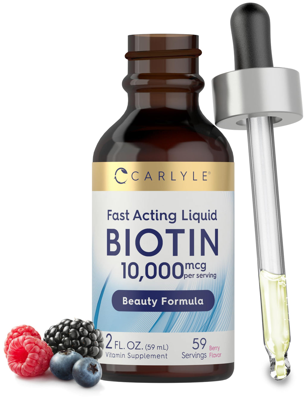 Carlyle Liquid Biotin 10000mcg | 2 oz | Extra Strength Drops