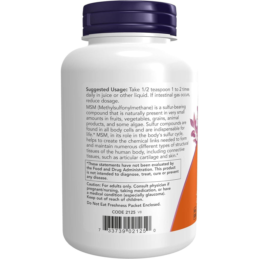 Buy now NOW Foods Supplements, MSM (Methylsulfonylmethane) Powder, Supports Healthy Cartilage*, Joint Health*, 8-Ounce at indiglob india