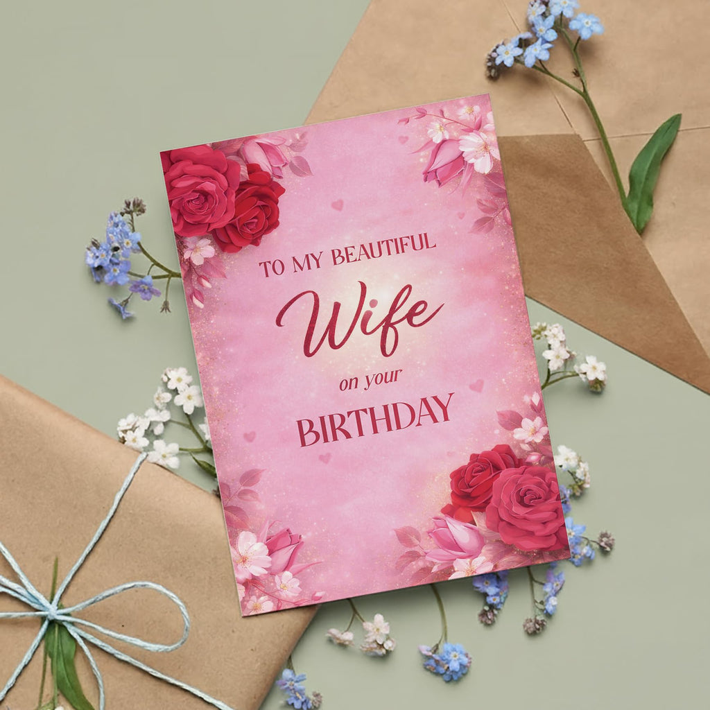 Wife Birthday Card With Printed Verse Premium A5 Size UK Made