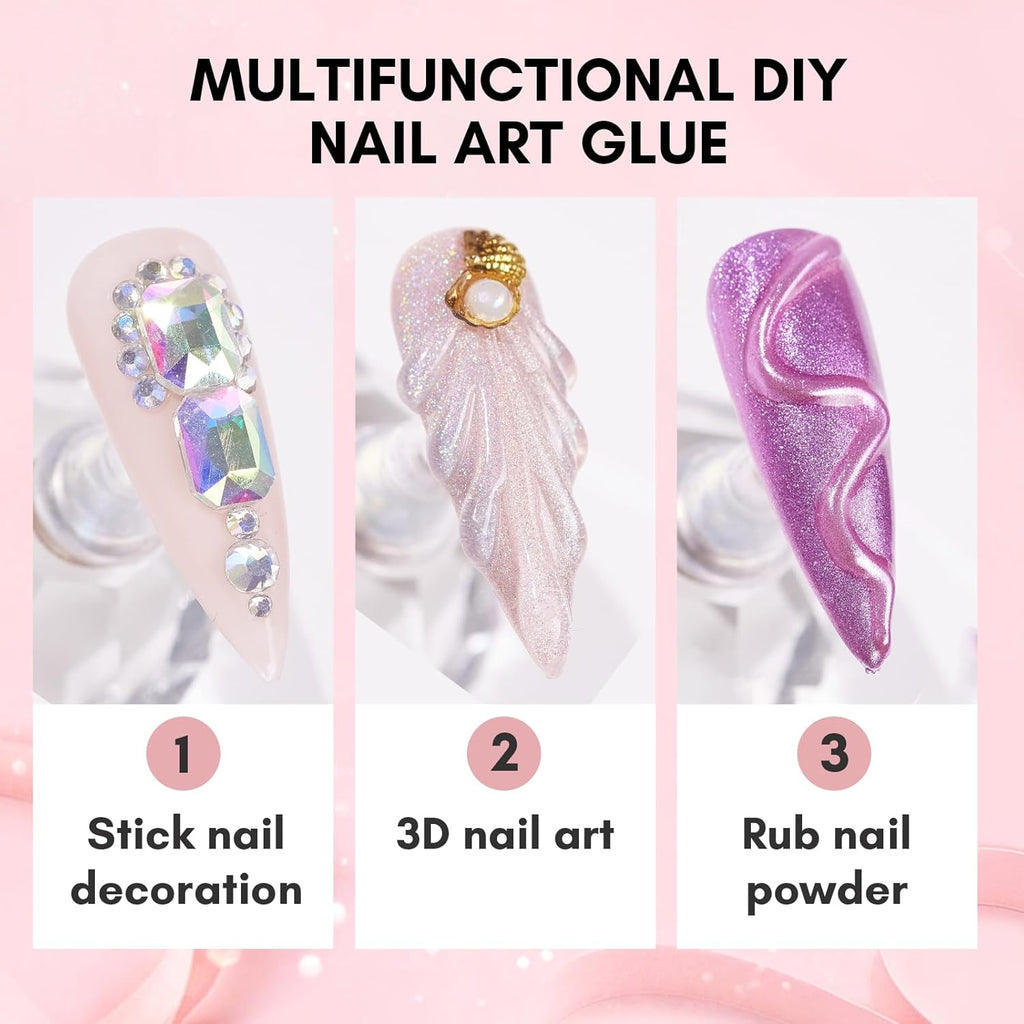 Buy now Makartt Nail Rhinestone Glue: Super Strong Gel Glue for Nail Art Decorations, Charms, 3D Bling, Gems, Jewel Diamonds 30ML Cured Need Beauty at indiglob india