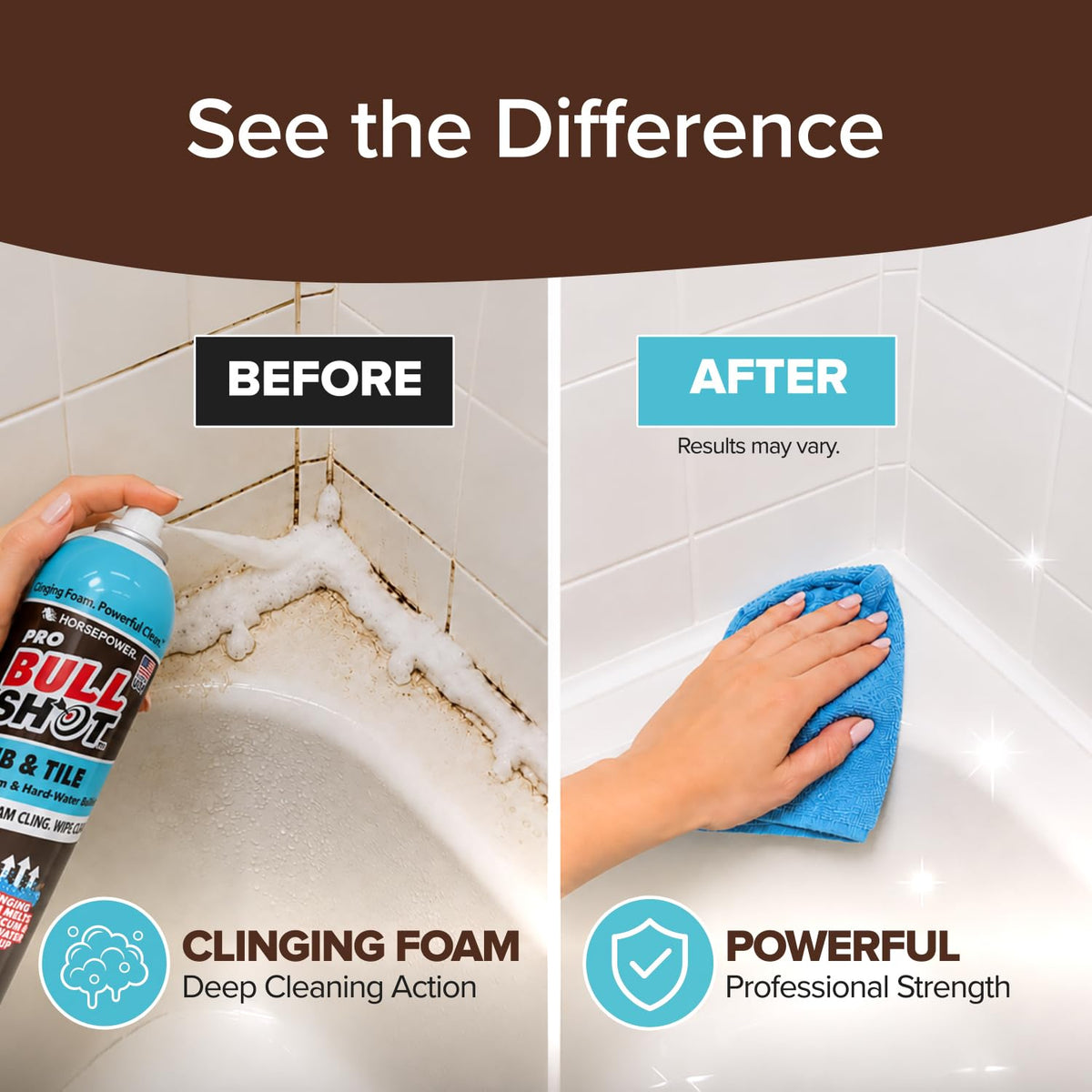 Bull Shot Tub & Tile Pro Foaming Bathroom Cleaner for Soap Scum