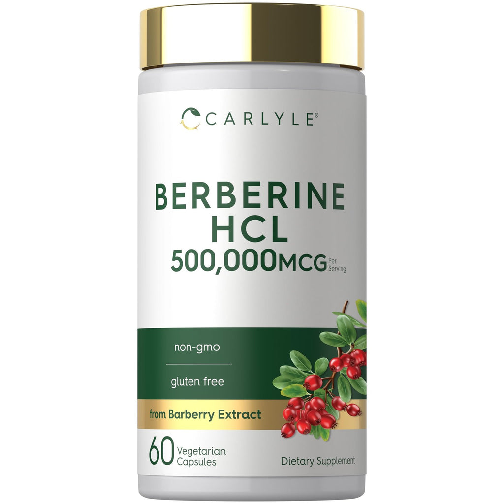 Carlyle Berberine HCL Supplement | 500,000mcg | 60 Capsules | Vegetarian, Non-GMO, Gluten Free
