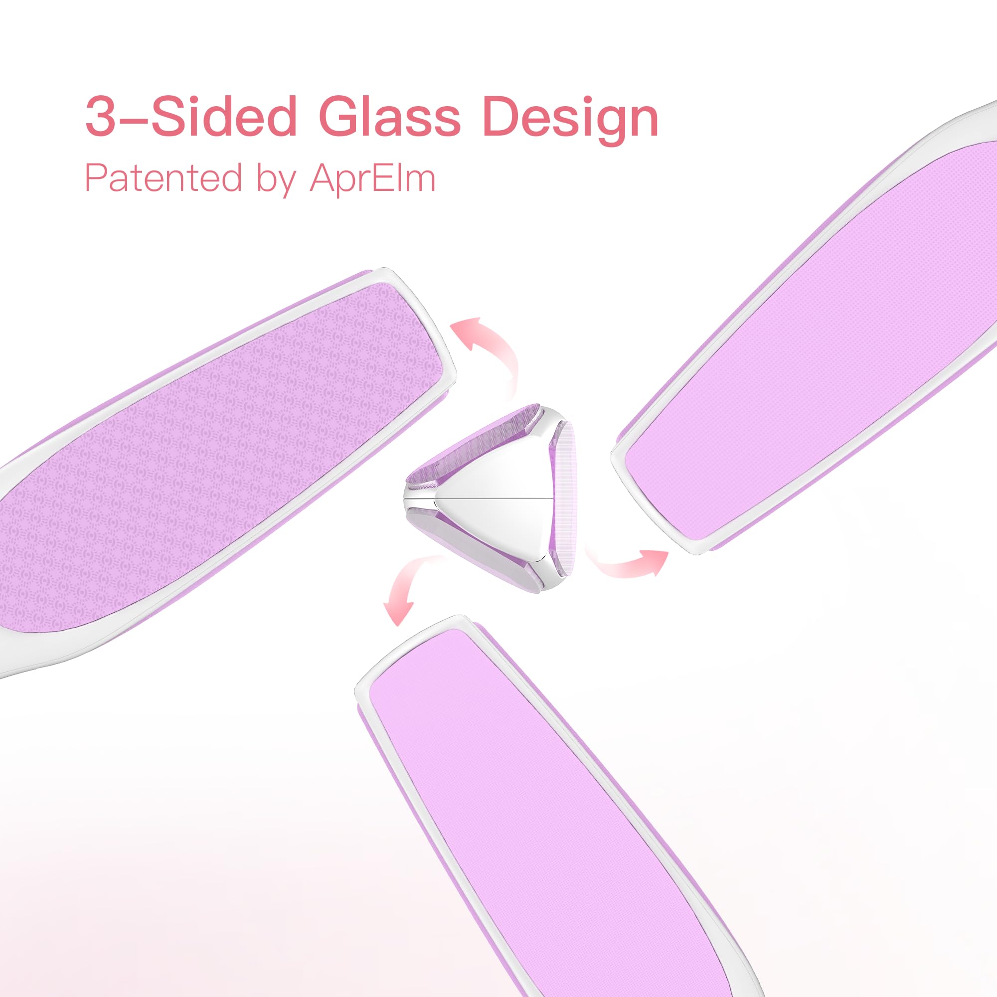 3-Sided Nano Glass Foot File, 3-in-1 Coarse/Medium/Fine Foot Callus Remover, Professional Callus Remover for Feet Hard Skin Smooth Polishing (Pink)