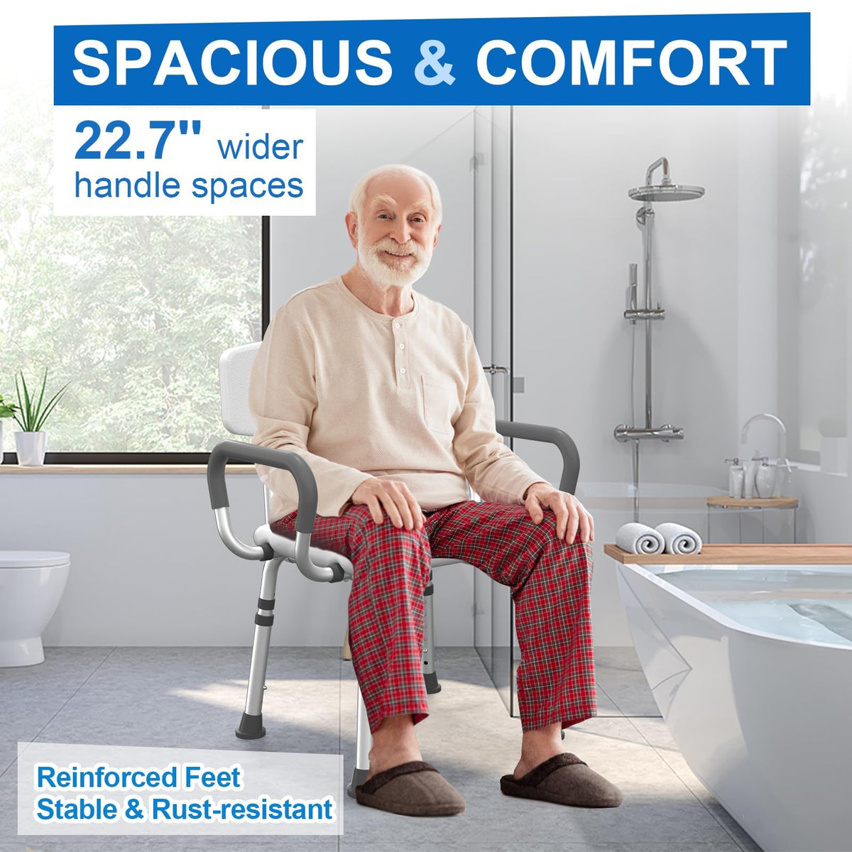 HOMLAND Shower Chair for Inside Shower with Padded Armrests and Back