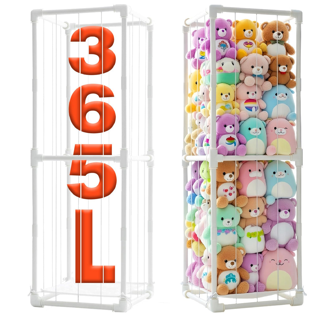 Stuffed Animal Storage Pre-Threaded Bungee Push-Lock Toolless Toy Organizer