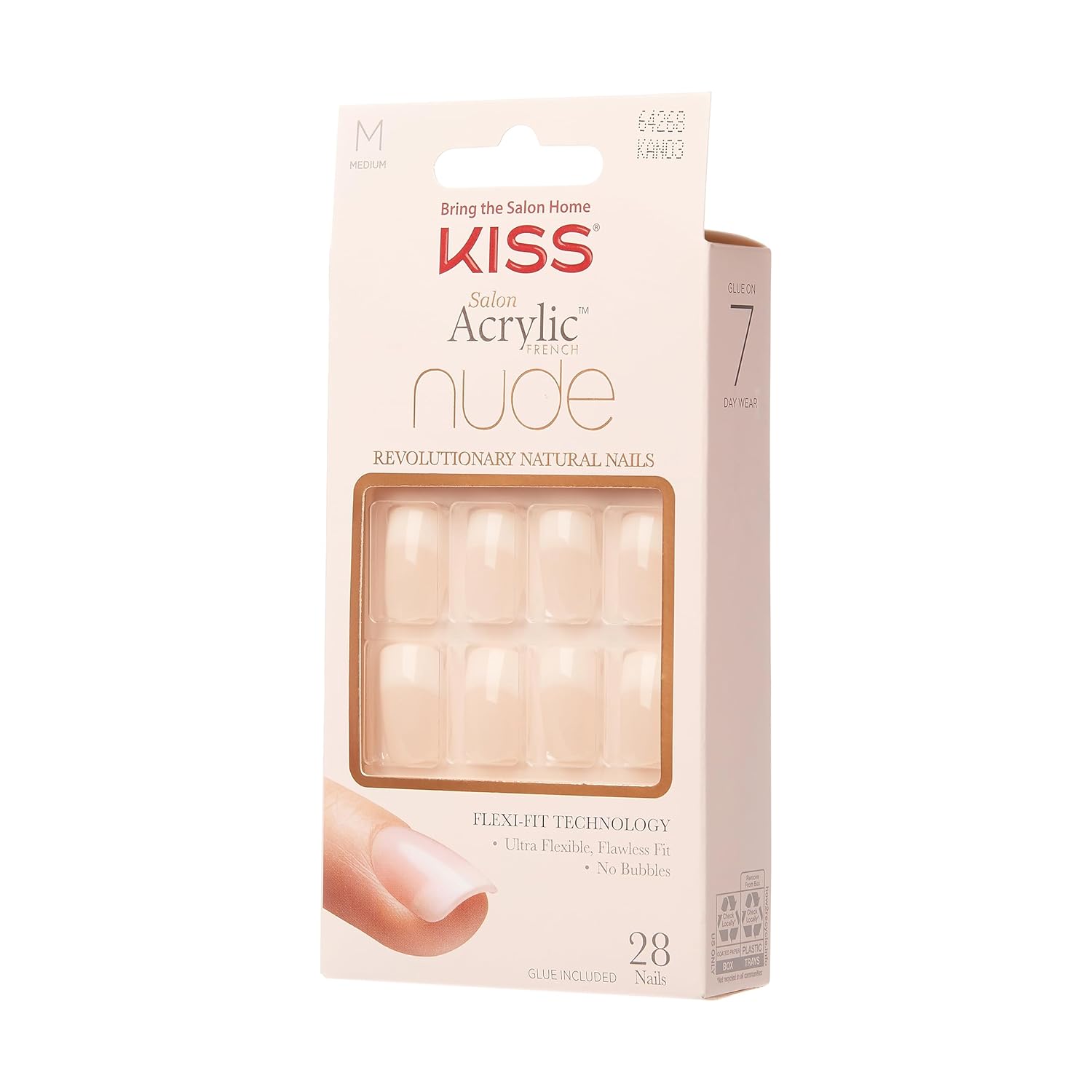 Buy now KISS Salon Acrylic Press On Nails, Nail glue included, 'Cashmere', French, Medium Size, Squoval Shape, Includes 28 Nails, 2g Glue, 1 Manicure Stick, 1 Mini file at indiglob india