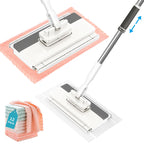 Snap Grip Flat Mop, Clamp Mop Any Cloth, Telescopic Wet Dry Hardwood Tile