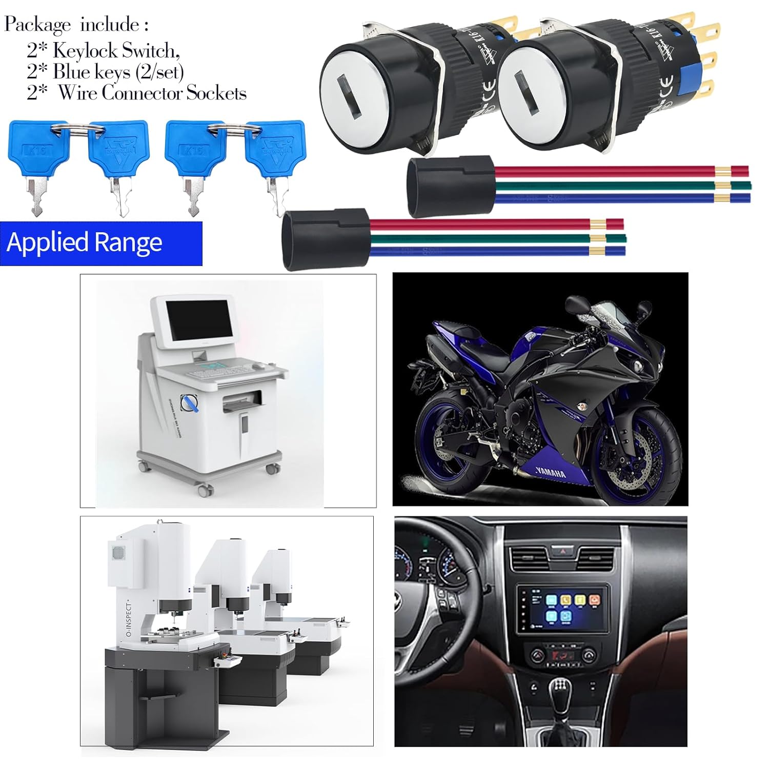 Buy now 16mm 3 Position Key Switch 5/8" Mounting Hole 12V 24V 110V On Off Keylock Rotary Switch Latching with Socket Wire 2 Pcs 2 Pole (3 Position DPDT 6PIN) at indiglob india