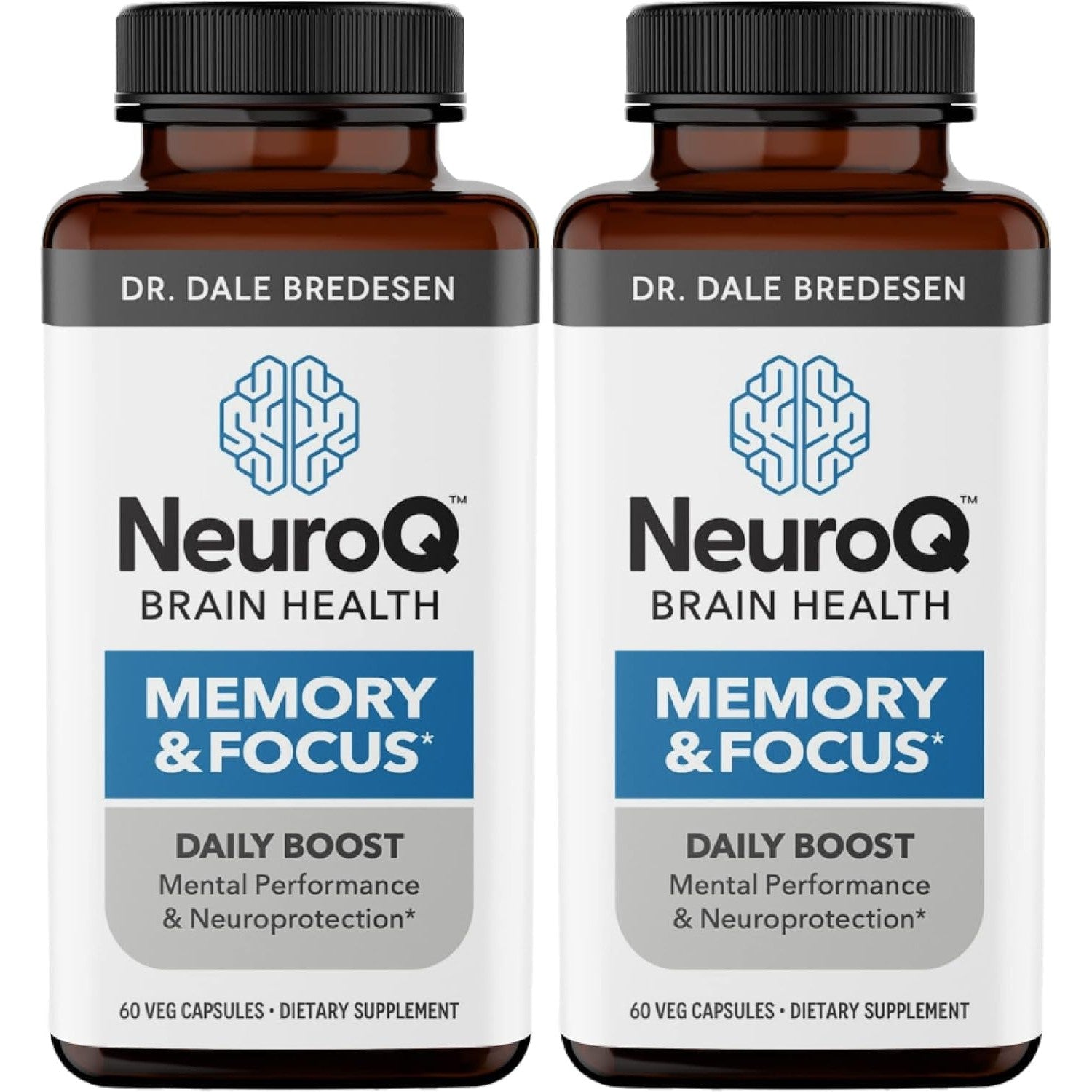 NeuroQ Memory & Focus Supplement - Brain Health Support - 60 Capsules | Formulated by Neurologist Dr. Dale Bredesen | Ginkgo Biloba, Phosphatidylserine, Gotu Kola, Coffee Fruit, Turmeric & Propolis