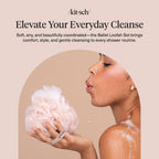 Kitsch Shower Loofah – Soft Mesh Body Scrubber & Bath Sponge - 3pc Set | for Daily Gentle Cleansing – Durable Loofah for Men and Women with Hanging Loop – Eco-Friendly, 100% PCR Material