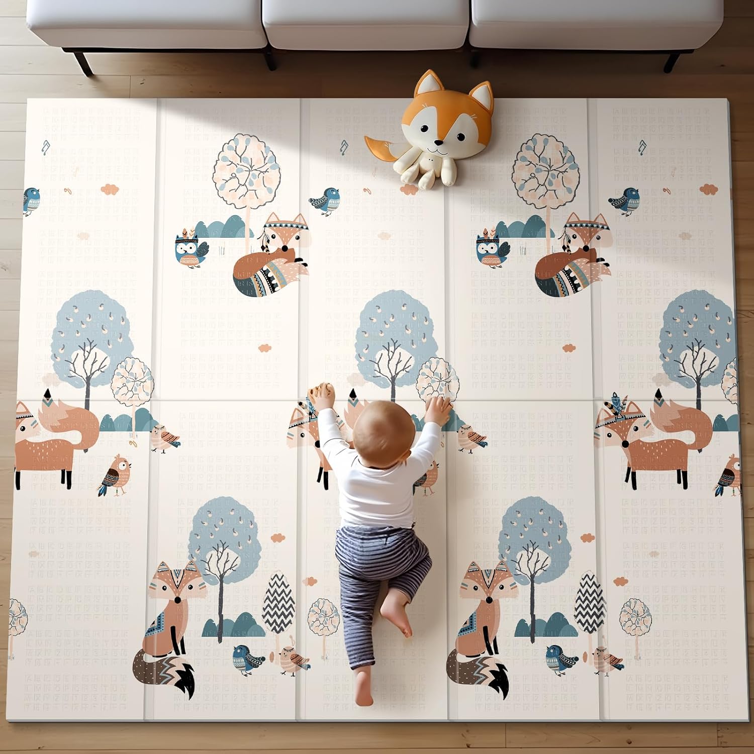 Buy now UANLAUO Foldable Baby Play Mat, Extra Large Waterproof Activity Playmats for Babies,Toddlers, Infants, Play & Tummy Time, Foam Baby Mat for Floor with Travel Bag (Cloud(71x59x0.4inch)) 71x59x0.4 Inch Fox at indiglob india
