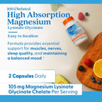 Doctor's Best High Absorption Magnesium Glycinate Lysinate Supplement for Sleep Support - Chelated Magnesium Capsules for Women & Men, 105 mg per Serving, Calm Support, Vegan - 120 Veg Caps