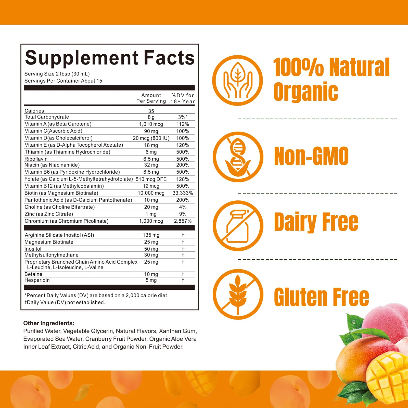 Liquid Multivitamin for Hair Growth | Biotin 10000mcg | Hair & Skin Support Supplement | Clinically Tested for Thicker Hair & Skin Elasticity | Suitable for Women & Men, Ages 18+ | 15.22 Fl Oz (2)