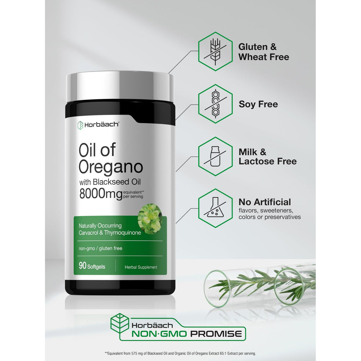 Horbäach Oil of Oregano with Blackseed Oil Softgels | 90 Pills
