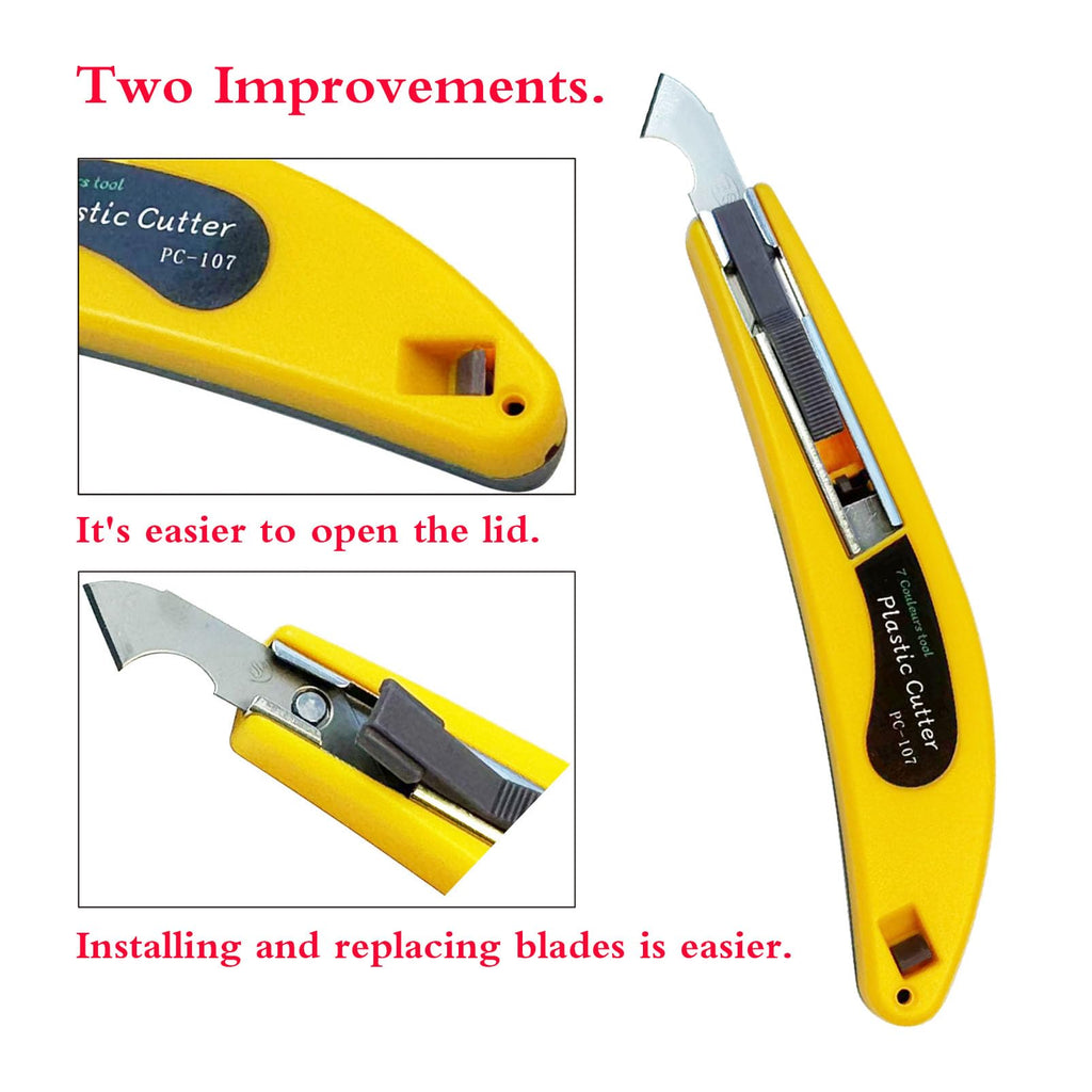 Professional Acrylic Plexiglass Sheet Cutter Scoring Knife Tool,With a Curved Handle,It Is More Convenient To Use.One handle,11 blades.(Yellow)