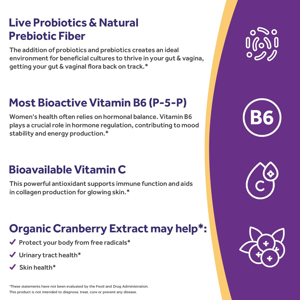 Doctor's Recipes Probiotics for Women, 100 Billion CFU, 18 Probiotic Strains, Prebiotics, Cranberry, P-5-P & VC, Vaginal, Digestive & Immune Support, Shelf-Stable, 30 Vegan Caps