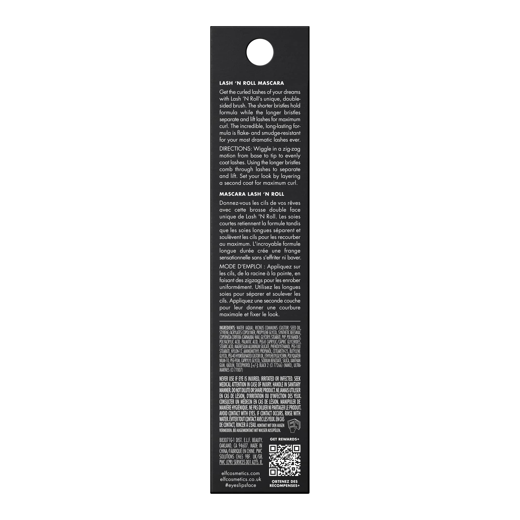 e.l.f. Lash 'N Roll Mascara, Black | Curling Mascara For Visibly Lifted Lashes, Lifts & Separates Lashes. Long-Lasting Formula, Vegan & Cruelty-Free
