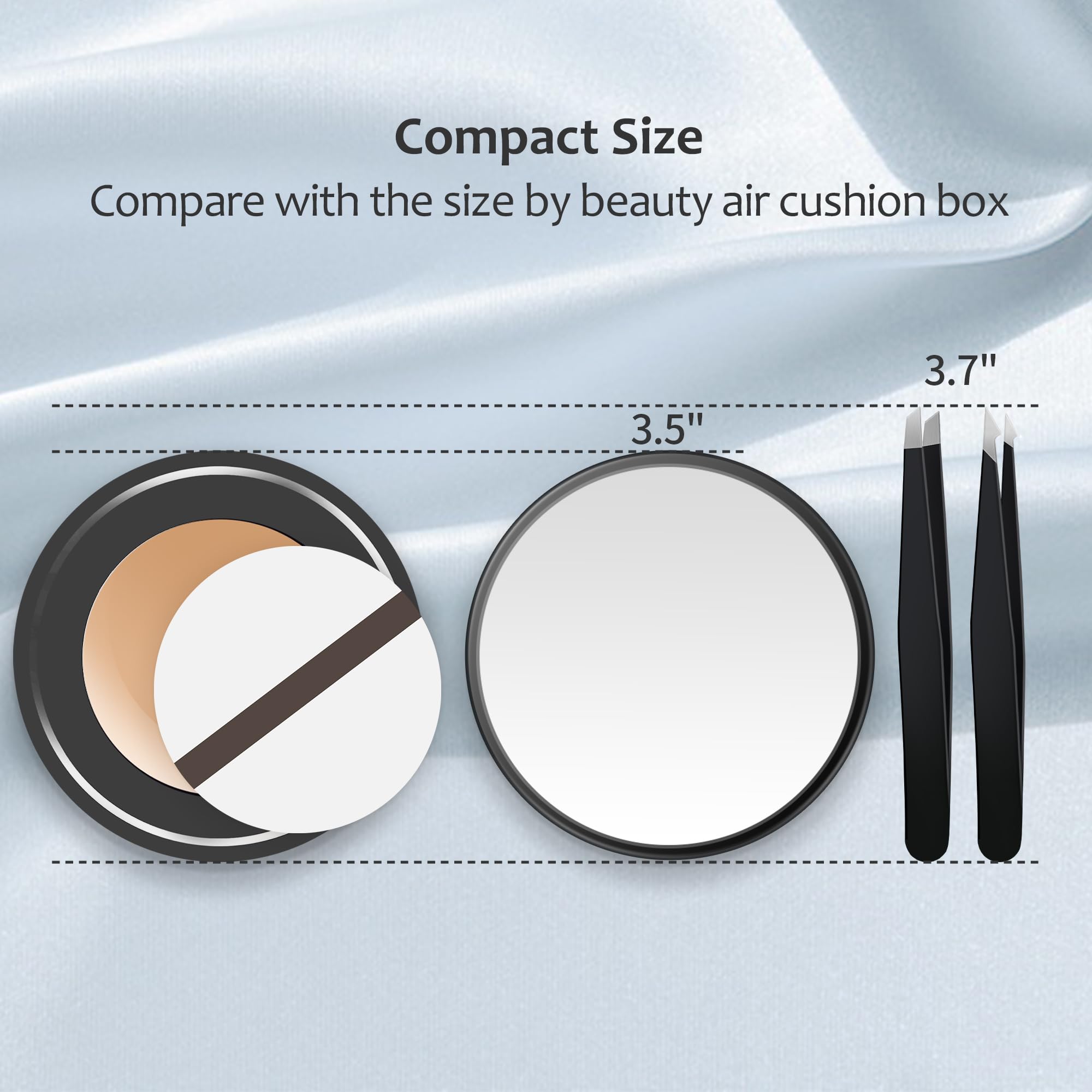 MIYADIVA 40X Magnifying Mirror, 3.5 Inch Round Compact Mirror with Suction Cup, Stainless Steel Tweezers, Perfect for Makeup, Eyebrows, Beards, Travel