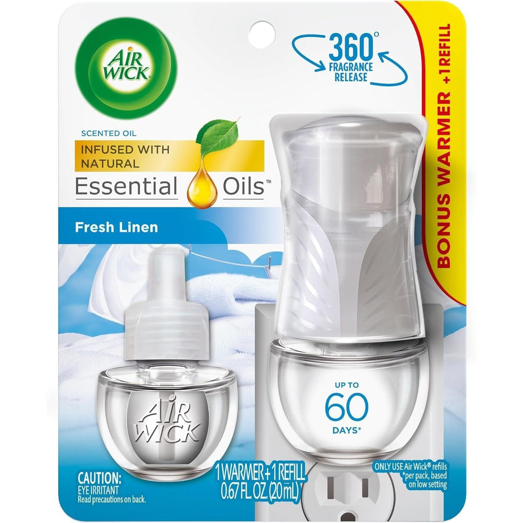 Buy now Air Wick Plug in Scented Oil Starter Kit (Warmer + 1 Refill), Fresh Linen, Air Freshener, Essential Oils at indiglob india