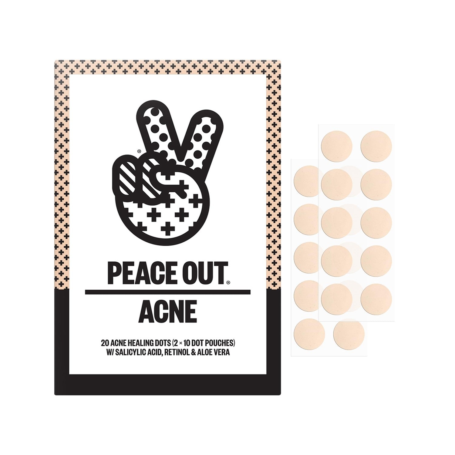PEACE OUT Acne Healing Dots Hydrocolloid Pimple Patches (60 count) | Fast Acting Acne Spot Treatment for Blemishes & Breakouts with Salicylic Acid, Retinol and Aloe Vera, Award Winning Skincare