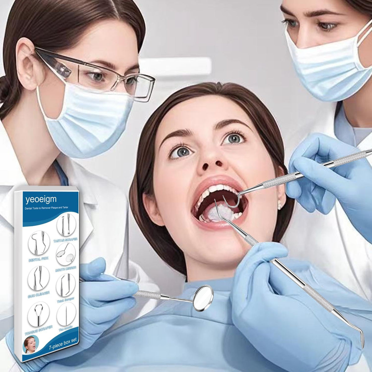 7pcs Dental Tools, Dental Pick Teeth Cleaning Tools Hygiene Kit