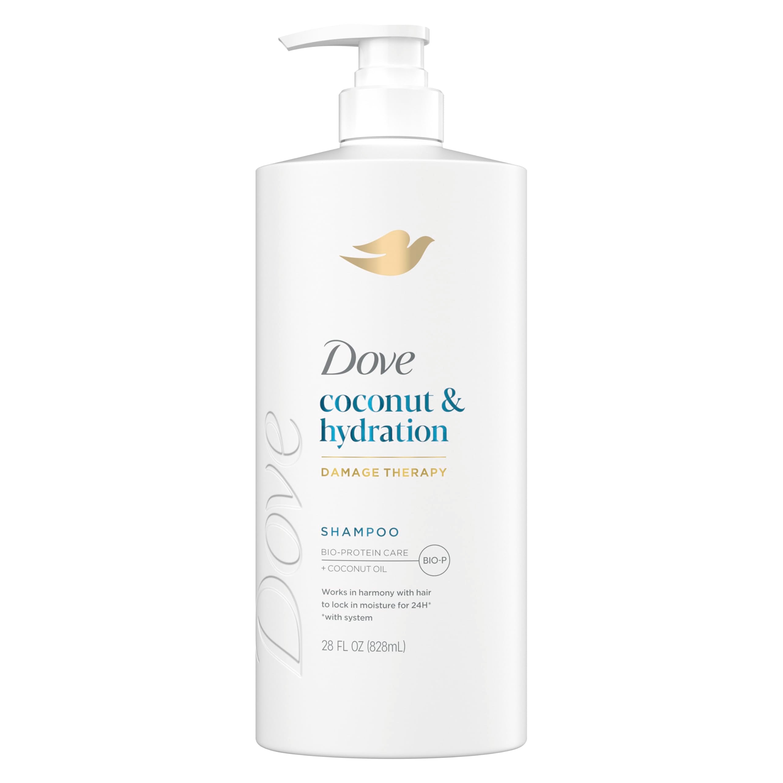 Dove Shampoo Coconut & Hydration for Dry Hair with Bio-Protein Care Technology and Coconut Oil 28 Fl Oz (Pack of 4)