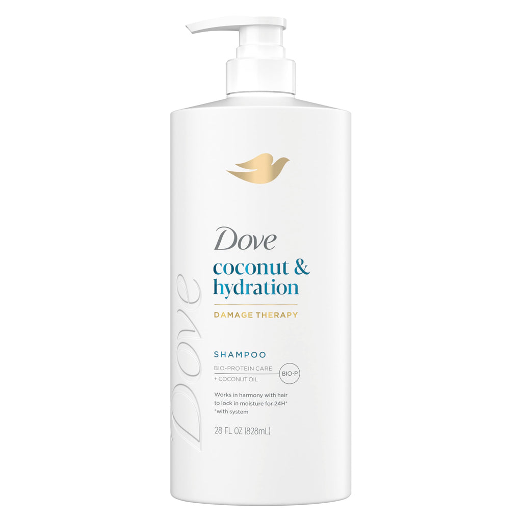 Dove Shampoo Coconut & Hydration for Dry Hair with Bio-Protein Care Technology and Coconut Oil 28 Fl Oz (Pack of 4)