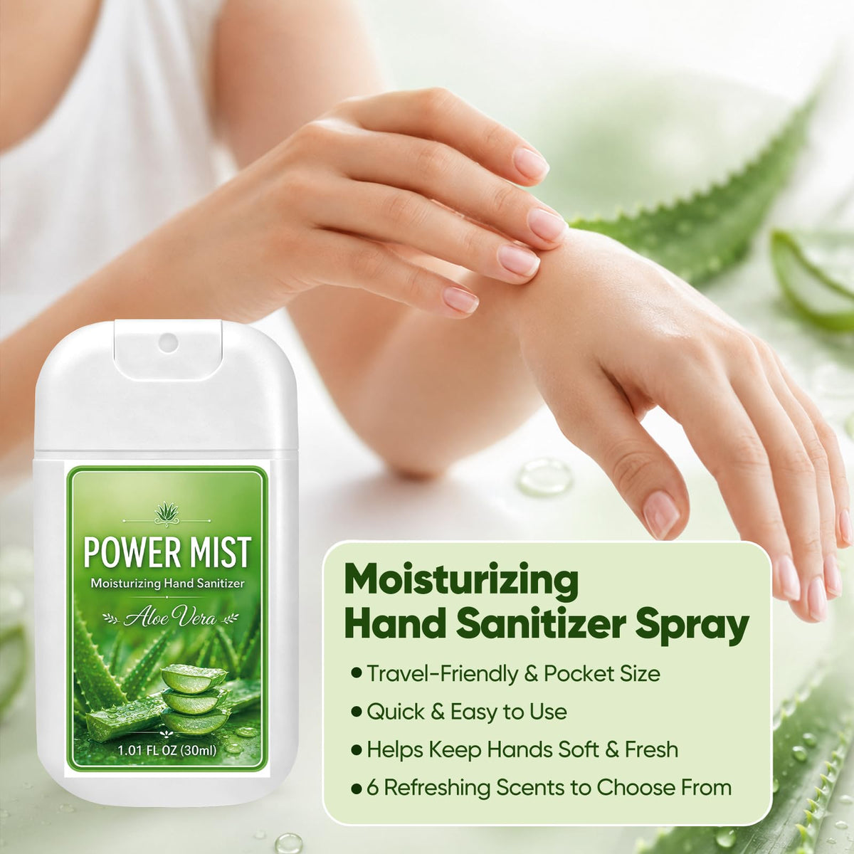 6 Pack Hand Sanitizer Spray, Alcohol-Free Travel Size Moisturizing Mist