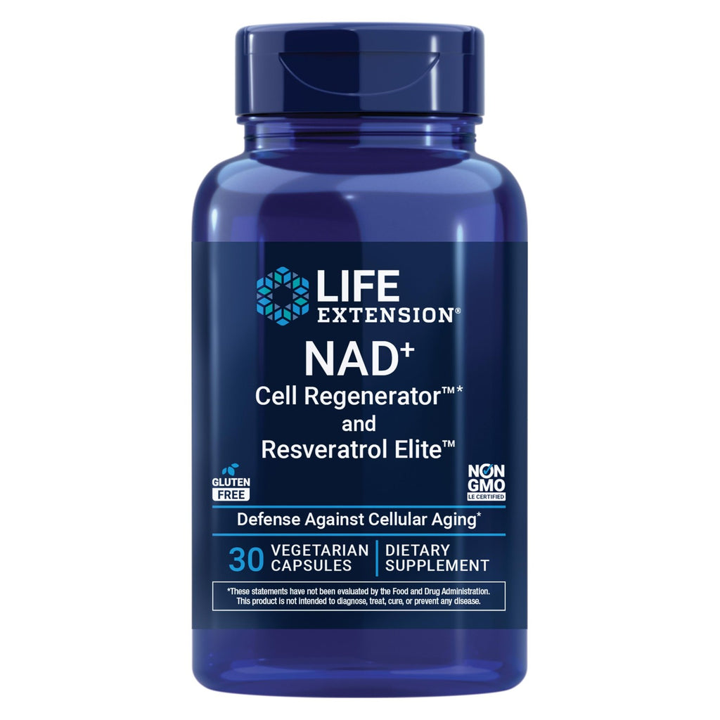 Life Extension NAD+ Cell Regenerator™ and Resveratrol Elite™*, nicotinamide riboside, Trans-resveratrol, quercetin, Fisetin, Heart Health, Healthy Aging, Vegetarian, Non-GMO, Gluten Free, 30 Capsules