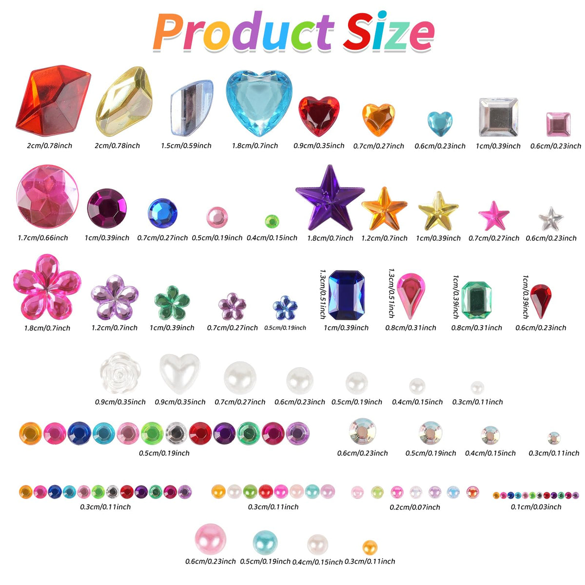 7560pcs Gem Stickers - 20 Sheets Self-Adhesive Rhinestone Acrylic Bling Jewels for Crafts, DIY Projects, Party Decorations with Heart Star Round Pearl Flower Square Shapes