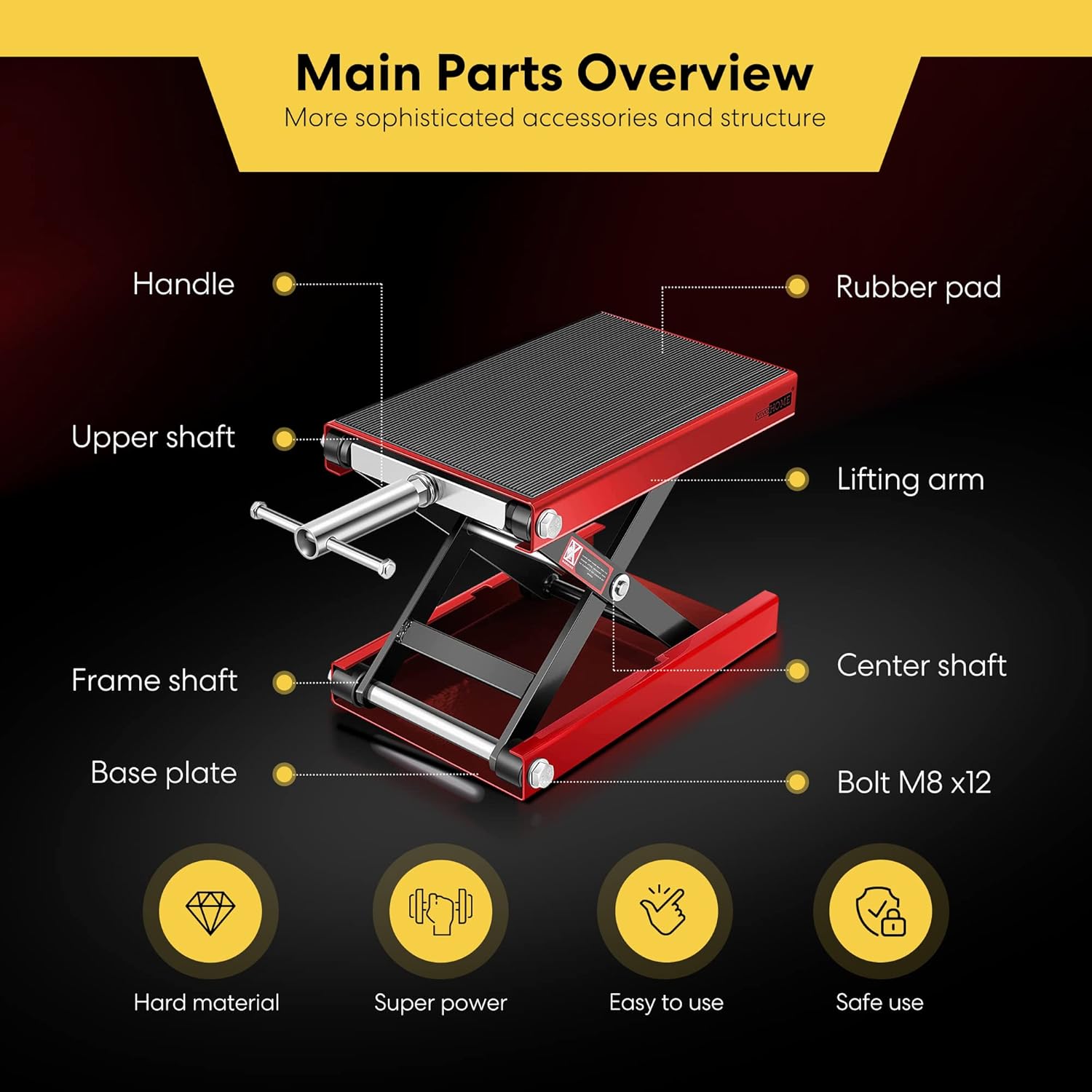 Buy now VIVOHOME Motorcycle Lift Scissor Jack Steel Wide Deck Hoist Crank Center Stand 1100 LBS Capacity for Motorcycles, ATVs, Dirt Bikes Red at indiglob india