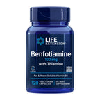 Life Extension Benfotiamine with Thiamine, 100 mg benfotiamine, Cardiovascular Health, Brain Health, Non-GMO, Gluten-Free, 120 Vegetarian Capsules