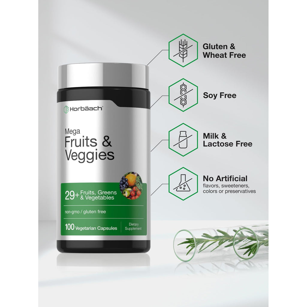 Horbäach Mega Fruits and Veggies Supplement | 100 Capsules