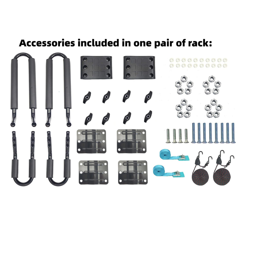 2 Pairs Heavy Duty Kayak Rack-Includes 4 Pcs Ratchet Tie-Mount on Car Roof Top Crossbar-Easy to Carry Kayak Canoe Boat Surf Ski (J-Bar Rack)