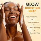 QOOQ Turmeric Kojic Acid Soap for Dark Spot Remover - Facial Cleansing Bar | Vitamin C, Retinol, Collagen, Vitamin E, Glycerin,Shea Butter & Castile Olive Oil – Soap for Women and Men Gifts(120g x 2)