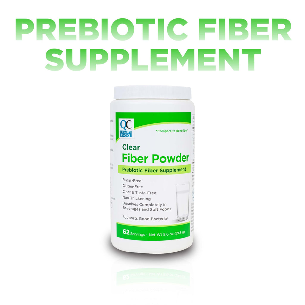 Quality Choice Clear Prebiotic Fiber Supplement Powder for Digestive Health - Tasteless, Non-Thickening Formula - 62 Servings, 8.6 Ounces (248g), Ideal for Adults & Children 6 & Up Daily Fiber Powder