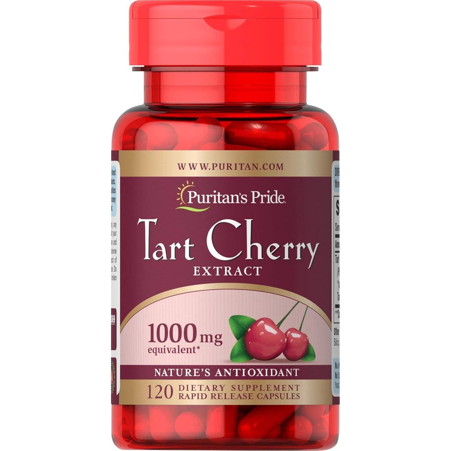 Buy now Puritans Pride Tart Cherry Extract 1000 Mg 120 Count at indiglob india