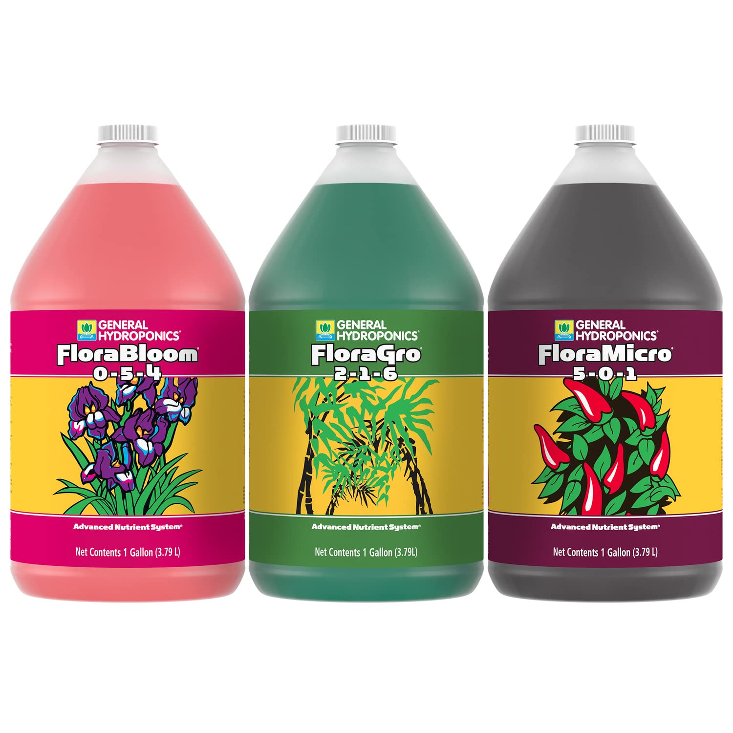 Buy now General Hydroponics FloraSeries Advanced Nutrient Fertilizer System, 3-Part Bundle with FloraMicro, FloraBloom and FloraGro, 16 oz. at indiglob india