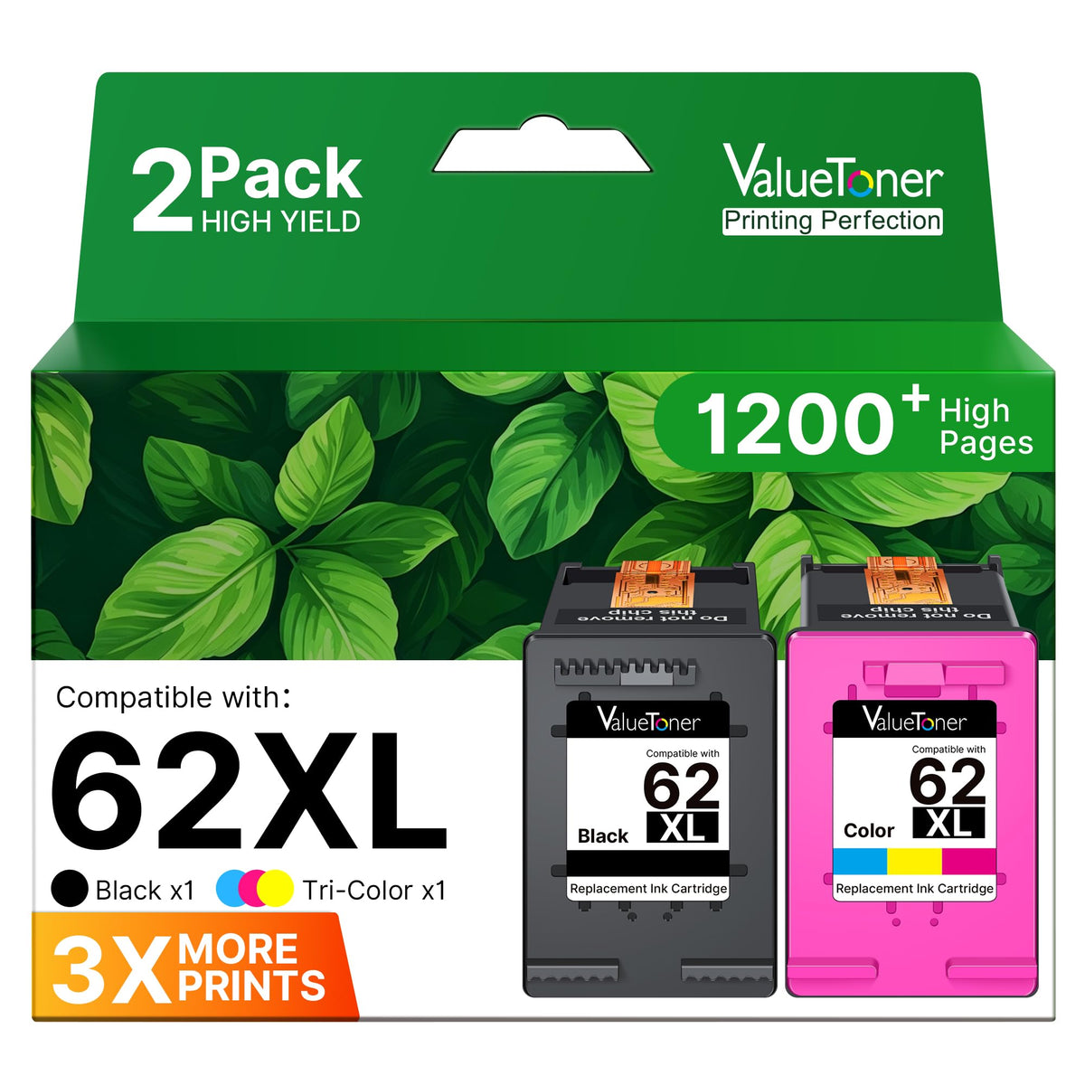 62XL Ink Cartridges for HP Ink 62 for HP 62XL Ink Cartridge Combo Pack